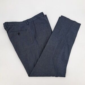 J. Crew Bowery Slim Fit Linen Cotton Dress Pants Mens 34x32 Blue Trousers